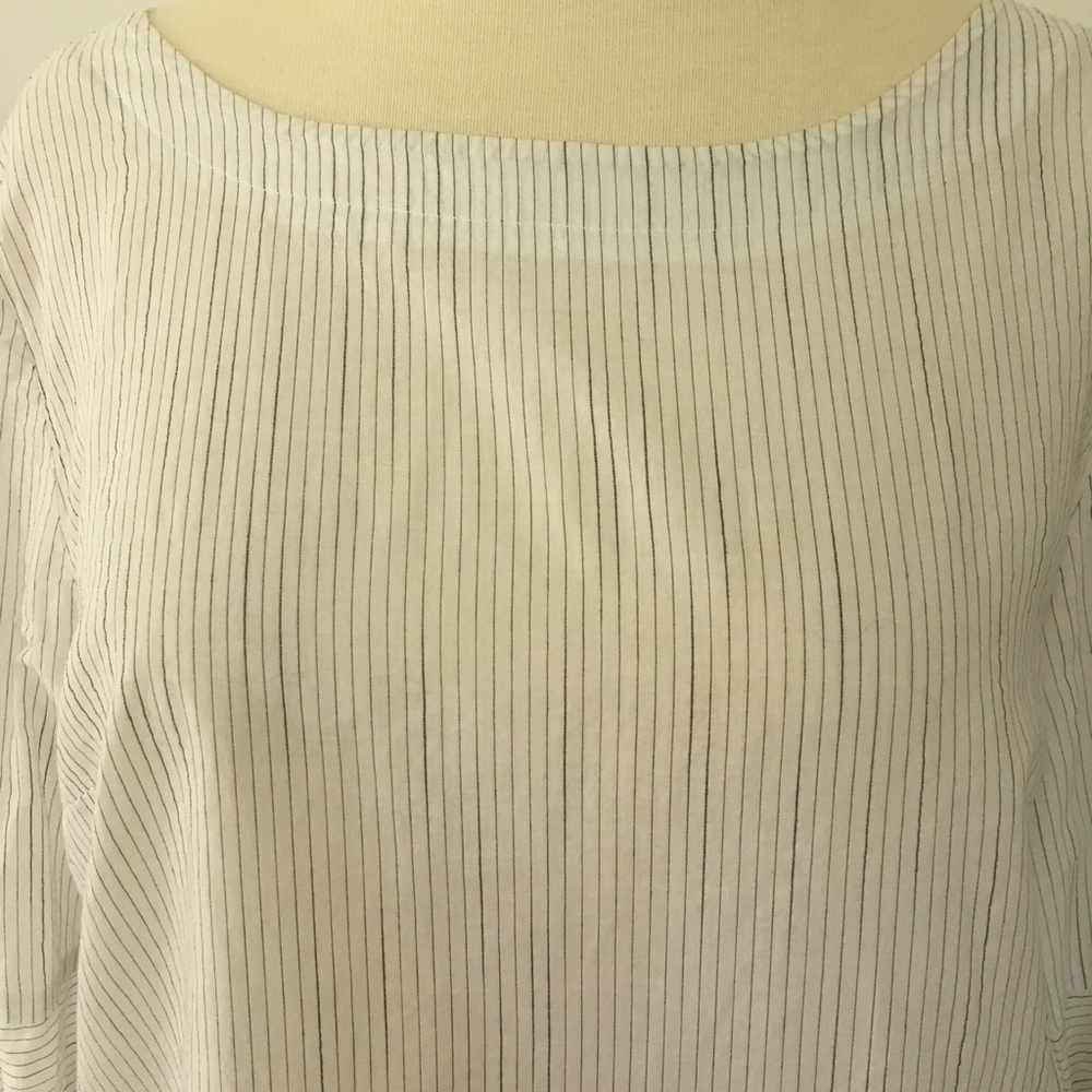 Loft Pinstriped Flare Sleeve Top - Picture 2 of 6
